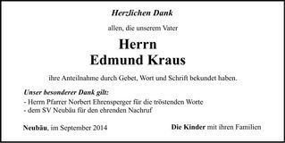 Traueranzeige Edmund Kraus