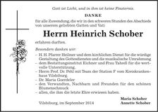 Traueranzeige Heinrich Schober