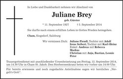 Traueranzeige Juliane Brey