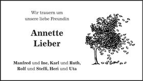 Traueranzeige Annette Lieber