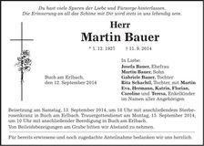 Traueranzeige Martin Bauer