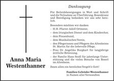 Traueranzeige Eva Maria Westenthanner