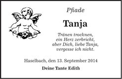 Traueranzeige Tanja 