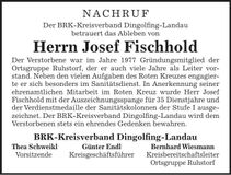 Traueranzeige Josef Fischhold