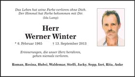Traueranzeige Winter Werner