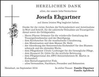 Traueranzeige Josefa Ehgartner