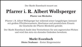 Traueranzeige Albert Wollsperger
