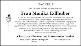 Traueranzeige Monika Edlhuber