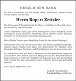 Traueranzeige Rupert Zeitzler