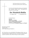 Traueranzeige Friedrich Dr. Bohla