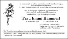 Traueranzeige Emmi Hammerl