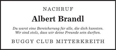 Traueranzeige Albert Brandl