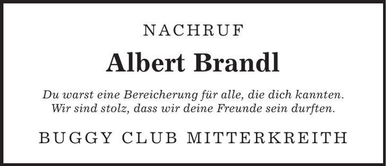 Traueranzeige Albert Brandl