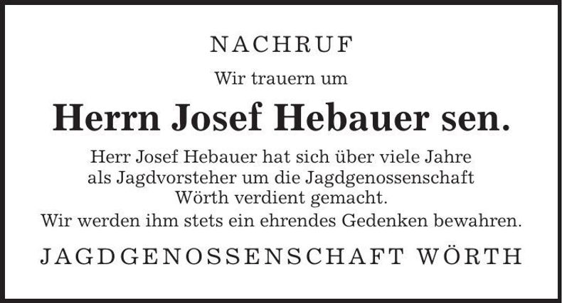 Traueranzeige Josef Hebauer sen.