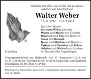Traueranzeige Walter Weber
