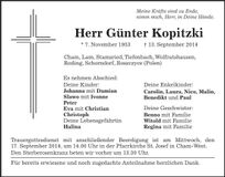 Traueranzeige Günter Kopitzki