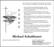 Traueranzeige Michael Schuhbauer