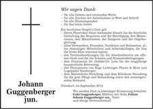 Traueranzeige Johann Guggenberger jun.