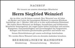 Traueranzeige Siegfried Weinzierl
