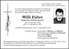 Traueranzeige Willi Falter
