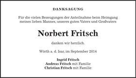 Traueranzeige Norbert Fritsch