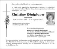 Traueranzeige Christine Königbauer