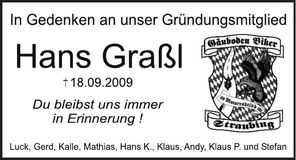 Traueranzeige Hans Graßl