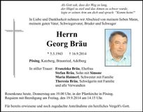 Traueranzeige Georg Bräu