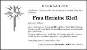 Traueranzeige Hermine Kiefl