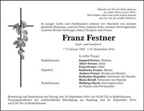 Traueranzeige Franz Festner