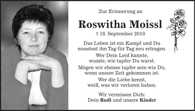 Traueranzeige Roswitha Moissl