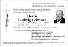 Traueranzeige Ludwig Peintner