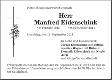 Traueranzeige Manfred Eidenschink