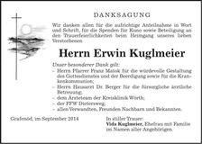 Traueranzeige Erwin Kuglmeier