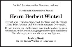 Traueranzeige Herbert Winterl