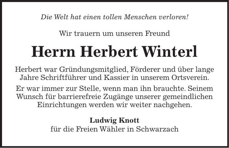 Traueranzeige Herbert Winterl