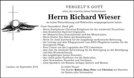 Traueranzeige Richard Wieser
