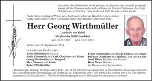 Traueranzeige Georg Wirthmüller