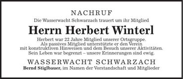 Traueranzeige Herbert Winterl