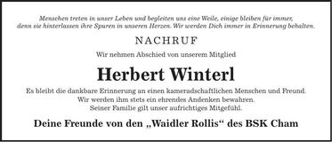Traueranzeige Herbert Winterl