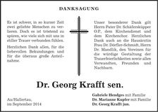 Traueranzeige Georg Dr. Krafft, sen.