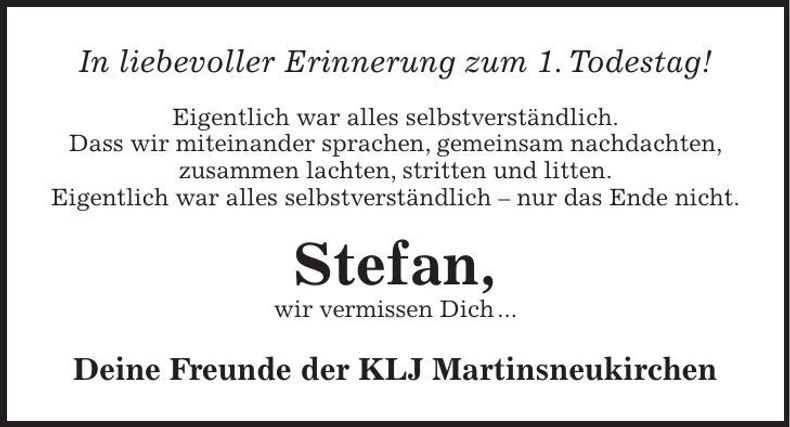 Traueranzeige  Stefan