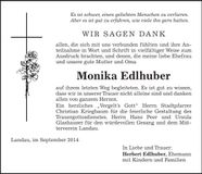Traueranzeige Monika Edlhuber