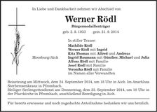 Traueranzeige Werner Rödl