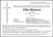 Traueranzeige Elke Weinert