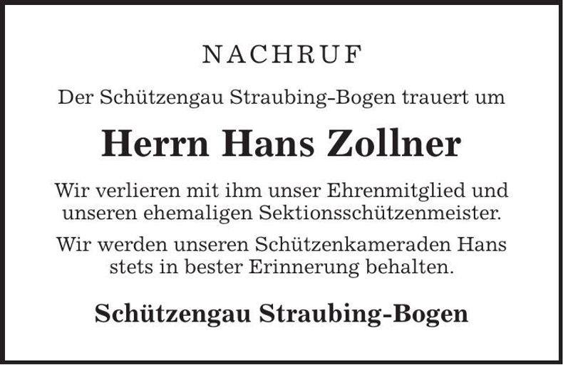Traueranzeige Hans Zollner