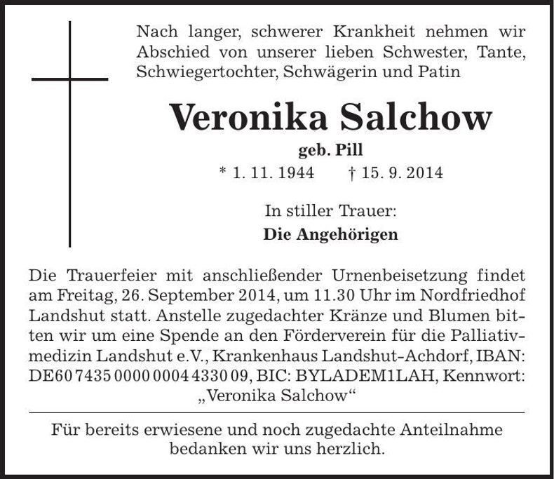 Traueranzeige Veronika Salchow