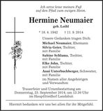Traueranzeige Hermine Neumaier