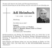 Traueranzeige Adi Heimbach