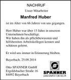 Traueranzeige Manfred Huber